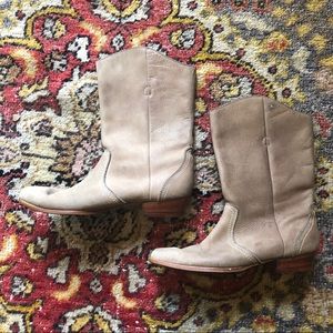 Tan suede cowboy boots